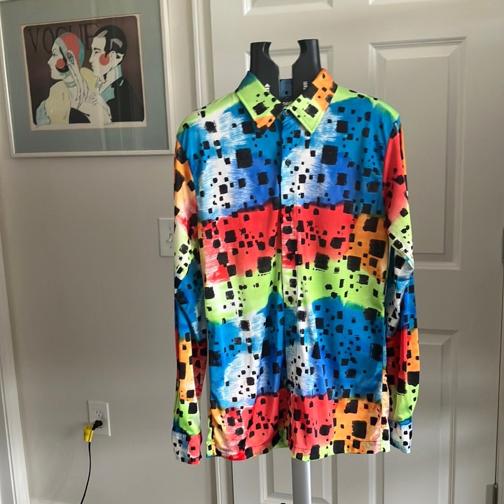 Vintage Huk-a-Poo Men’s Radical Abstract Print Shirt Size L